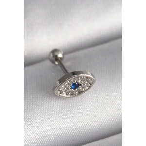 316L Çelik Gümüş Renk Zirkon Taşlı Göz Tragus Piercing