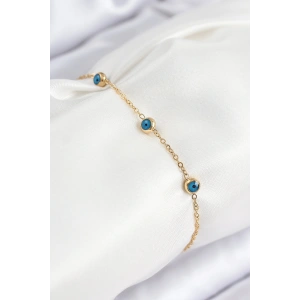 316L Çelik Nazar Boncuğu Model Gold Renk Kadın Bileklik