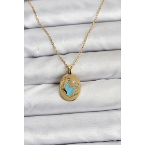 316L Çelik Zincir Gold Renk Kelebek Figür Kadın Kolye