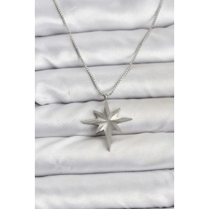 316L Çelik Zincir Gümüş Renk Kutup Yıldızı Model 60 cm Zincir Kadın Kolye