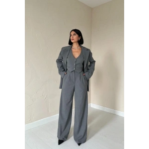 Antrasit Klas Ceket Ve Yelek Ve Pantolon Takım