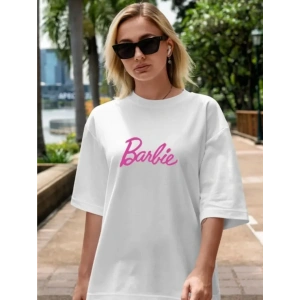 Baskılı Oversize Tshirt  Beyaz