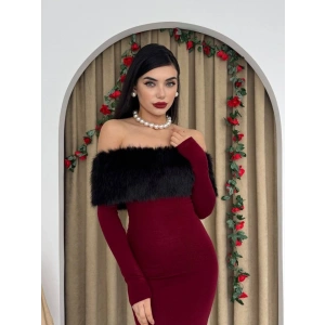 Bestia Straplez Tüy Detaylı Elbise