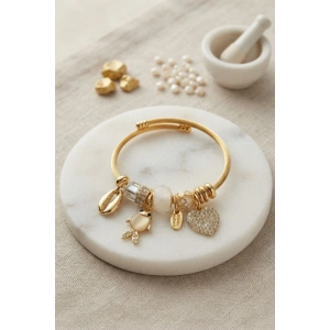 Beyaz Balık Model Gold Renk Charmlı Bileklik