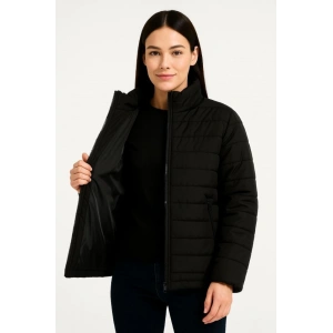 Bomber ont Ceket – u İtici Kumaş, Kapitone Astarlı, Fermuarlı, Kışlık  iyah