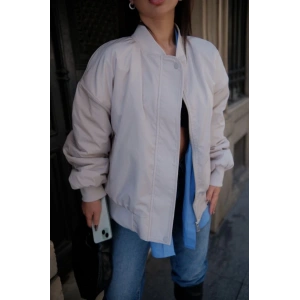 Cepli Bomber Ceket ont  Beyaz