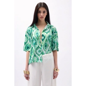 Desenli Saten Gömlek