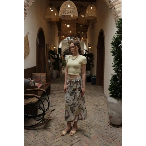 Desenli Viskon Etek  Gri