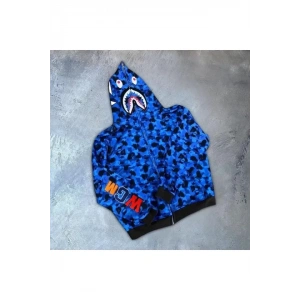 Erkek 2 İplik Bape Kapüşonu Fermuarlı Hırka  avi