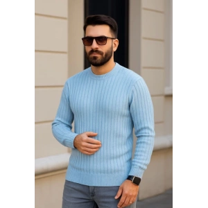 Erkek Bisiklet Yuvarlak Yaka Triko Kazak Pamuklu Kalın Fitilli Dokuma, Regular Fit Uzun Kollu Kışlık odel  Bebe avisi