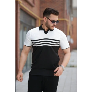 Erkek çizgi Desenli Yakalı Kısa Kollu Tshirt