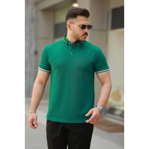 Erkek Düğmeli Yaka Waffle Kumaş Kısa Kollu Tişört