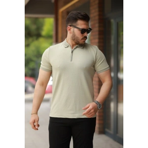 Erkek Fermuarlı Yaka Kısa Kollu Tişört