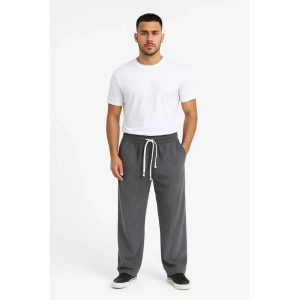 Erkek Fitilli Kadife Cepli Buggy Pantolon Oversize Rahat Kalıp  Füme