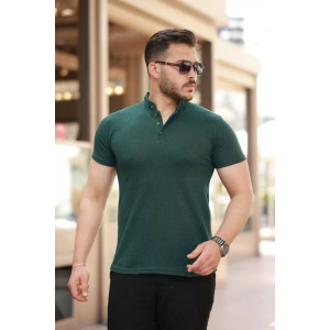 Erkek Hakim Yaka Dokuma Pamuklu Kumaş Kısa Kollu Tshirt