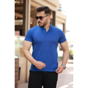 Erkek Hakim Yaka Dokuma Pamuklu Kumaş Kısa Kollu Tshirt