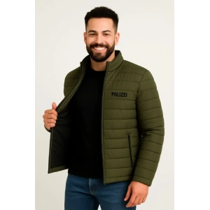 Erkek ikro u İtici Kapitone Baskılı Astarlı Fermuarlı Bomber ont  Haki