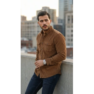 Erkek Kadife Desen Pamuklu Gömlek