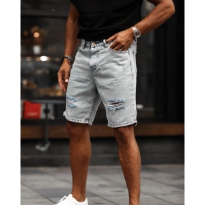 Erkek Kar Yıkama Yırtık Detaylı Şort