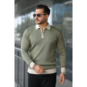 Erkek Kol Ve Yaka Detaylı Uzun Kollu Triko