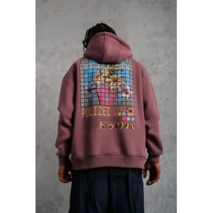 Erkek Patel ix Baskılı Kapüşonlu weat  Gül Kurusu