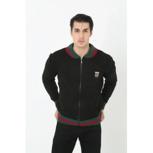 Erkek Tam Fermuarlı Triko Hırka  iyah