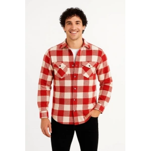 Erkek Uzun Kollu Oduncu Gömlek  Kırmızı