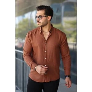 Erkek Uzun Kollu Regular ofya Keten Gömlek