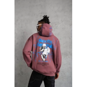 Erkek Yıldırım Baskılı Kapşonlu weat  Gül Kurusu