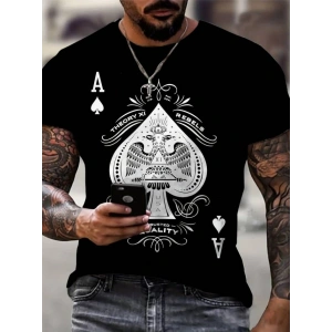 Erkekkısa Kollu Yuvarlak Yaka Desenli Viskon Tshirt