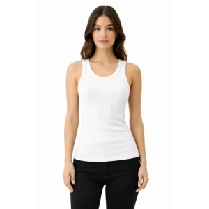 Fitilli ikralı Kaşkorse Atlet Vücuda Oturan Basic Şıklık  Beyaz