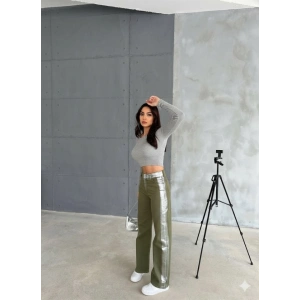 GABARDİN PALAZZO PANTOLON  Haki