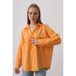 Geniş Manşet Detaylı Gömlek  Kavun