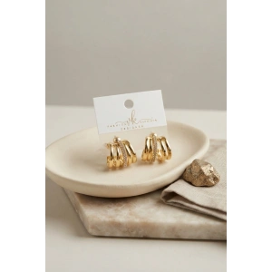 Gold Renk Pirinç Kafes Model Halka Küpe