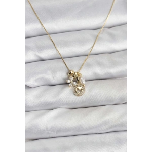 Gold Renk Pirinç Minimal Kelebek Charmlı Kadın Kolye