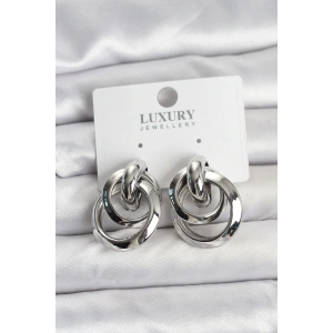 Gümüş Renk Halka Model Pirinç Kadın Küpe