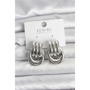 Gümüş Renk Halka Modelli Pirinç Kadın Küpe