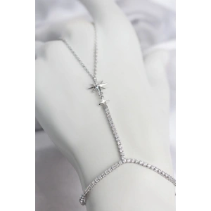 Gümüş Renk Pirinç Zirkon Taşlı Kutup Yıldızı Model Şahmeran