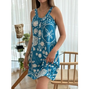 Kadın Askılı Deniz Yıldızı Desenli Süprem Elbise