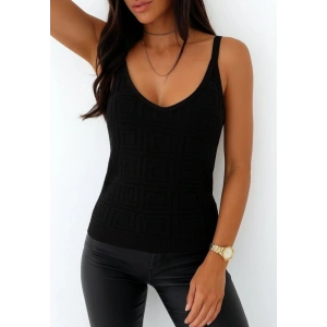 Kadın Askılı Geometrik Desen Triko Bluz