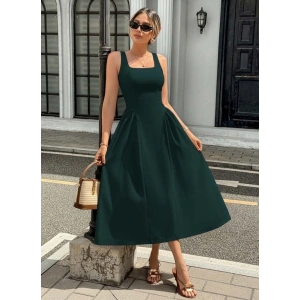 Kadın Askılı Kare Yakalı Uzun Ithal Krep Elbise