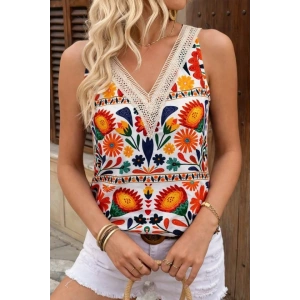 Kadın Askılı V Yaka Dantelli Süprem Bluz