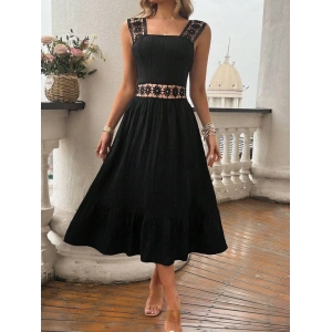 Kadın Askılı Ve Beli Dantel Detaylı Fırfırlı Uzun Bürümcük Elbise