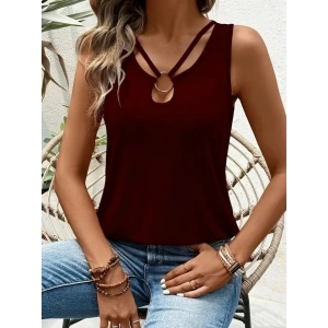 Kadın Askılı Yaka şerit Halka Detaylı Viskon Bluz