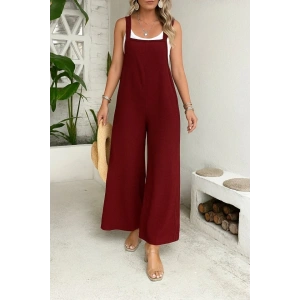 Kadın Askılı Yandan Fermuarlı Geniş Paçalı Valencia Tulum