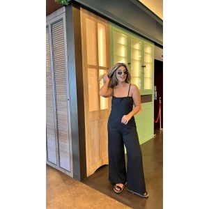 Kadın Askılı Yandan Fermuarlı Geniş Paçalı Valencia Tulum