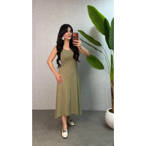 Kadın Askılı Yuvarlak Yaka üprem Kumaş Elbise