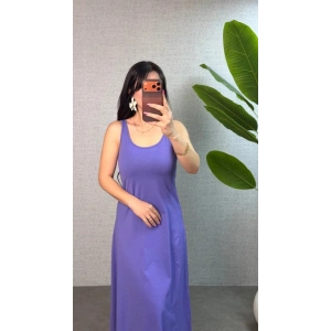 Kadın Askılı Yuvarlak Yaka üprem Kumaş Elbise