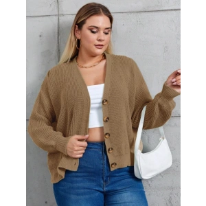 Kadın Beş Düğme Büyük Beden Triko Hırka