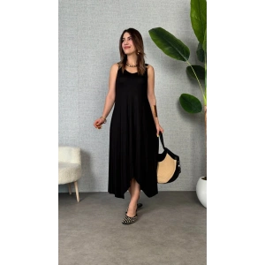 Kadın çan Dokuma Kumaş V Yaka Asimetrik Kesim Elbise